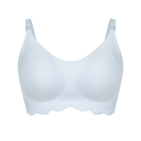 Bcresic Women Free Pumping Bra  Adjustable Breast-Pumps Holding and Nursing Bras Maternity Bralette for Breastfeeding Pregnancy Underwear for Mother Clearance Deals Light Blue X-Large