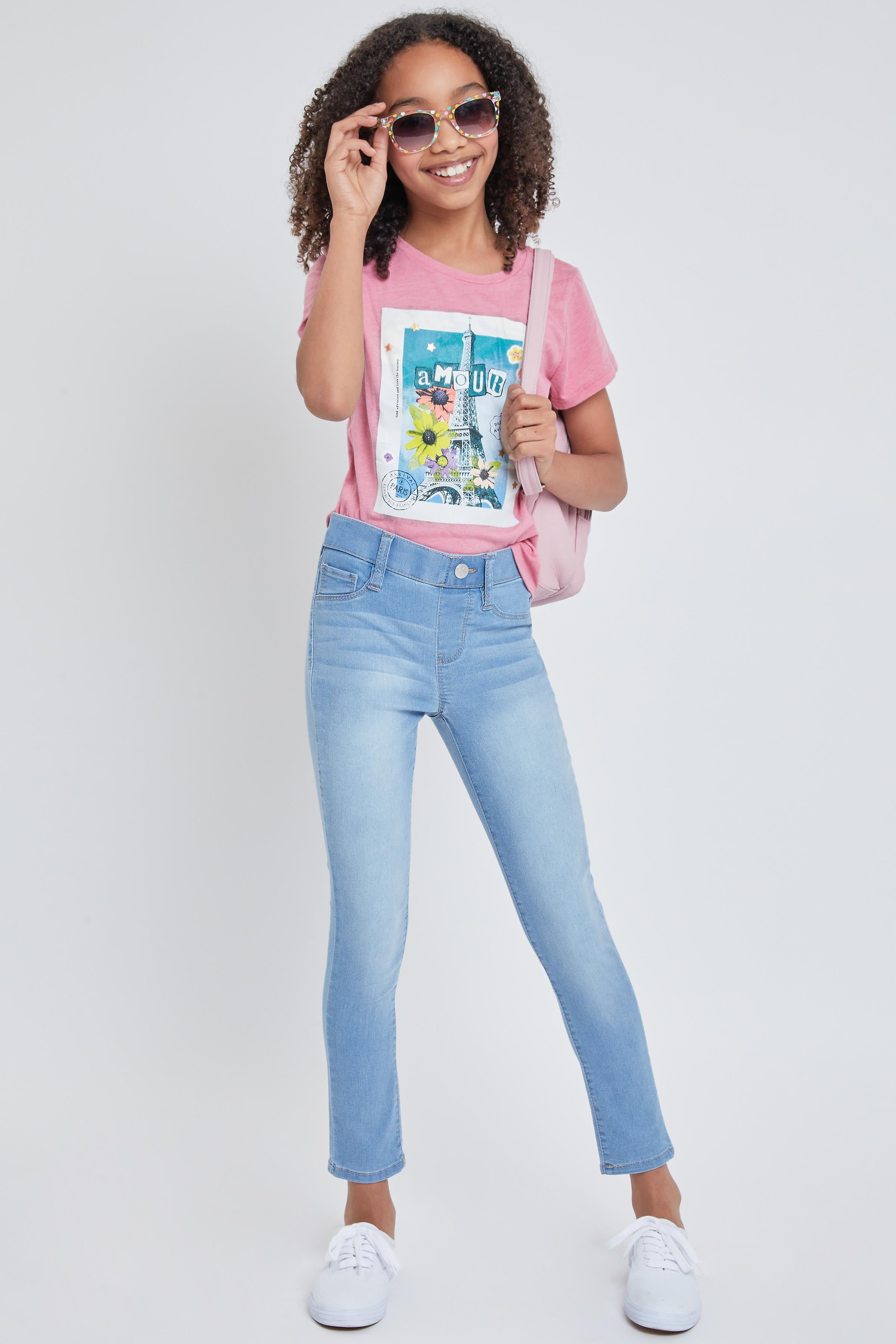 YMI Girls' Pull On Mid-Rise Skinny Jeans (Big Girls) Sizes 7-14 -  