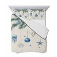 thumbnail image 7 of Quilts Twin Size Bedding Set, Blue Coastal Christmas Lightweight Quilted Comforter, Xmas Botanical Starfish Rustic Soft Reversible Bedspread Coverlet with Pillow Covers for All Season, 68" x 86", 7 of 7