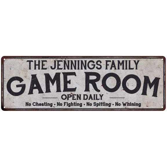 THE JENNINGS FAMILY Game Room Country Metal 6x18 Sign 106180042863