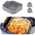 thumbnail image 5 of Pot en Silicone pour Friteuse à Air Chaud, Doublures de Friteuse à Air en Forme Carrée avec Mitaines de Four, Bol Réutilisable Résistant à la Chaleur et Sûr pour les Aliments, 5 of 5
