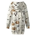 thumbnail image 6 of Meichang Halloween Hoodie Dress for Women Pumpkin Ghost Graphic Hooded Sweatshirt Dress Fall Casual Long Sleeve Tunic Dress Spooky Holiday Outfit with Pockets, 6 of 7