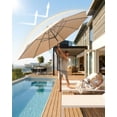 thumbnail image 2 of Parasol de Patio Extérieur 10 Pi – 8 Nervures Robustes, Manivelle, Inclinaison à Bouton-Poussoir, Protection UV, Pare-Soleil Imperméable – Parfait pour Jardin, Cour, Terrasse, Piscine – Brun, 2 of 8
