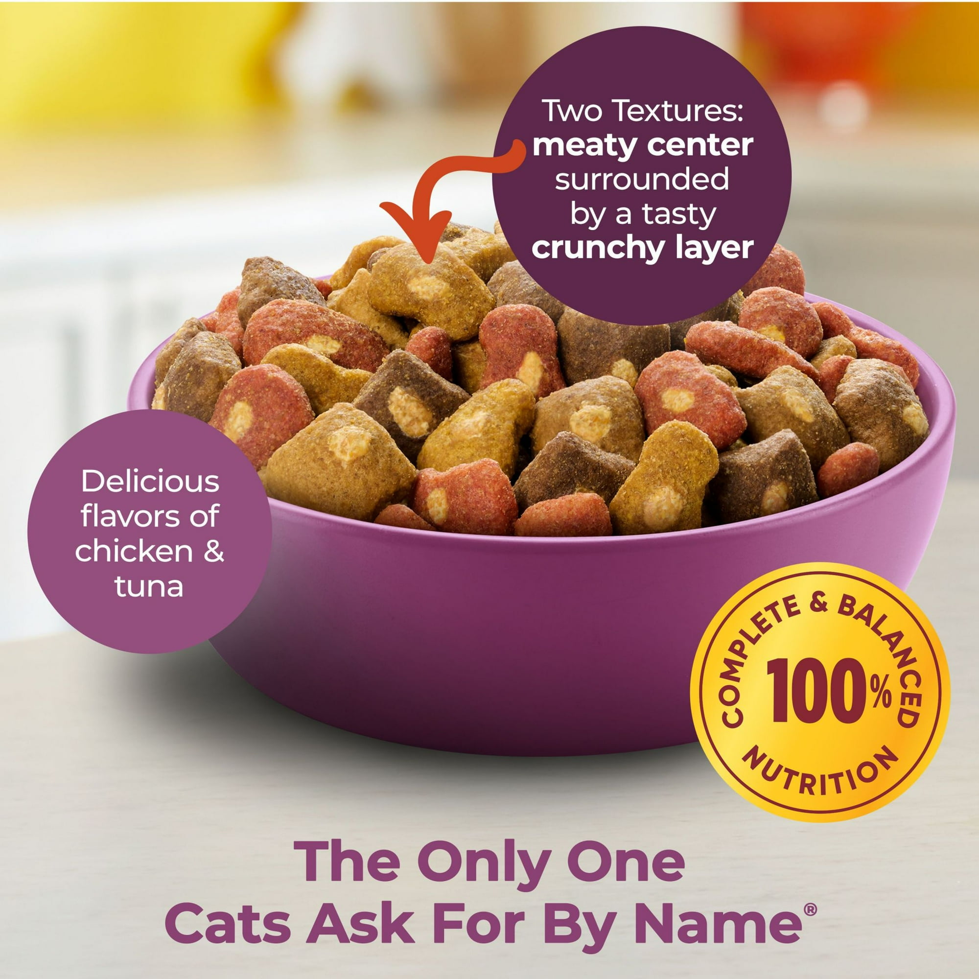 Meow Mix Tender Centers Dry Cat Food with Basted Bites, Chicken & Tuna Flavors, 14.2 lb Bag