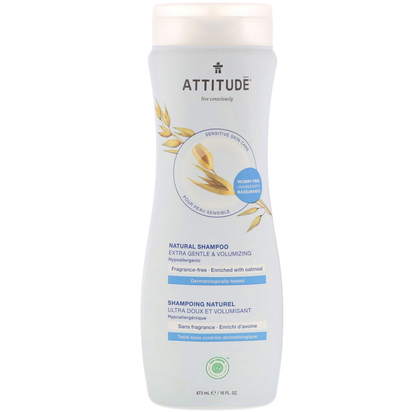 ATTITUDE Natural Shampoo Extra Gentle Volumizing FragranceFree 16 fl