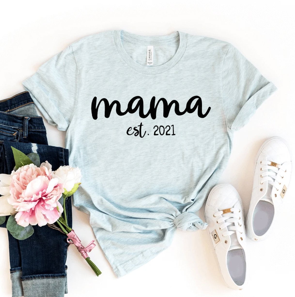 Gift For Mama Mothers Day Gift Mommy T Shirts Mom T-Shirt Mama Shirt Mother Day T-Shirt Mama Est 2021 Shirt