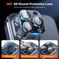 thumbnail image 3 of Camera Lens Protector Compatible with iPhone 15 Pro Max/iPhone 15 Pro, 9H Tempered Glass Screen Protector, Metal Protective Lens Cover for iPhone 15 Pro Max/iPhone 15 Pro - Deep Blue, 3 of 7