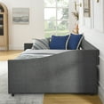 thumbnail image 4 of Daybed with Drawers Upholstered Tufted, Full Size Sofa Bed with Button on Back and Copper Nail on Waved Shape Arms, Sofa Bed Storage with Wood Frame, Dark Grey, 4 of 9