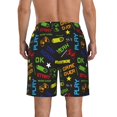 thumbnail image 3 of Bixox Men's Pixel Game printing Casual Classic Fit Short Summer Beach Shorts, 3 of 6