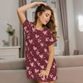 thumbnail image 3 of Vsdgher colorful Heart Pattern Womens Short Sleeve Sleepshirt Scoopneck Cute Nightdress Ruffle Comfy Nightgown, 3 of 6