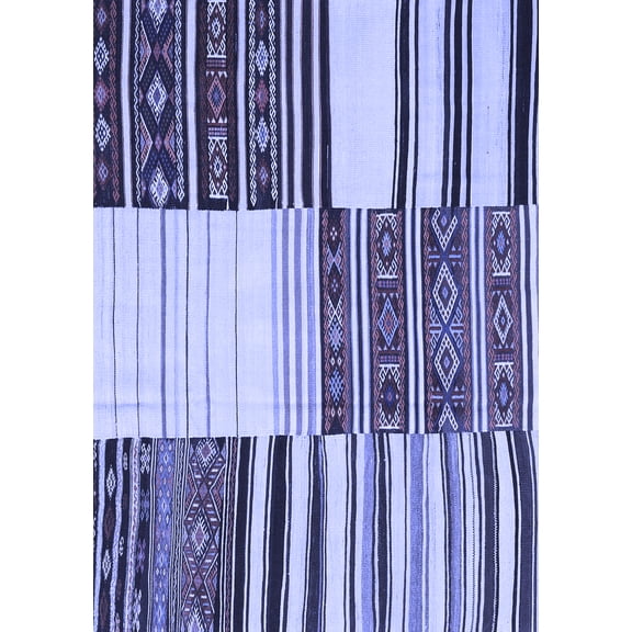 Ahgly Company Indoor Rectangle Patchwork Blue Transitional Area Rugs, 6' x 9'