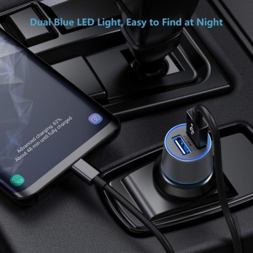 36W Quick Car Charger 2-Port USB Type-C PD Power Adapter B5Y for CAT S48c - Coolpad Illumina, Legacy, REVVL Plus, S - Dell Venue 8 Pro - Doro 824 SmartEasy - Essential Phone (PH-1) - image 4 of 6