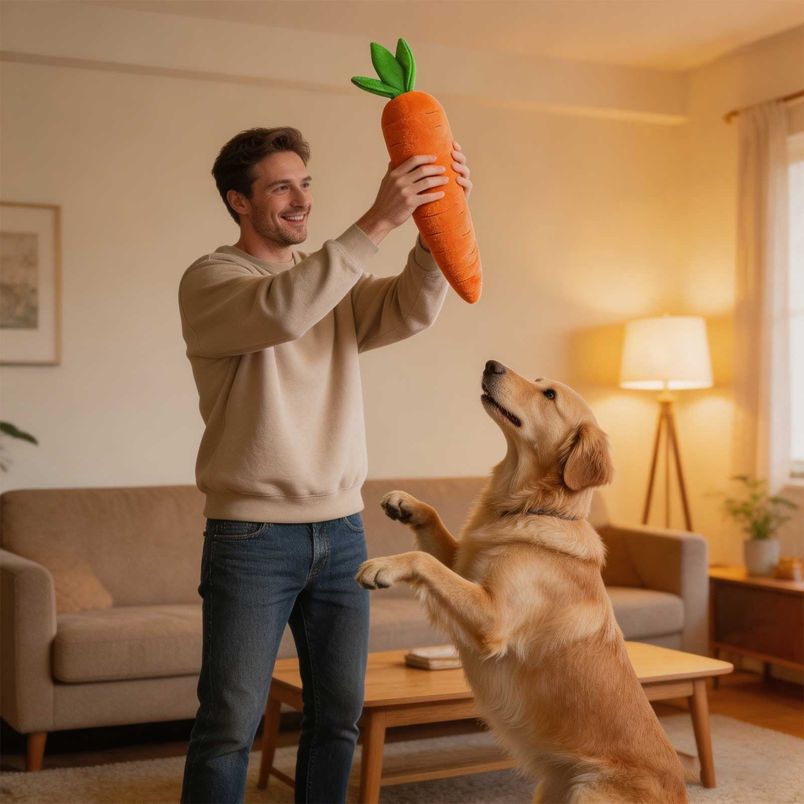 Carrot Dog Toy,Giant Carrot Dog Toy,Giant Carrot Dog Toy with Squeaker-100% Polyester Soft Plush Chew Toy for Small & Medium Dogs, Durable Design for Teething Puppies