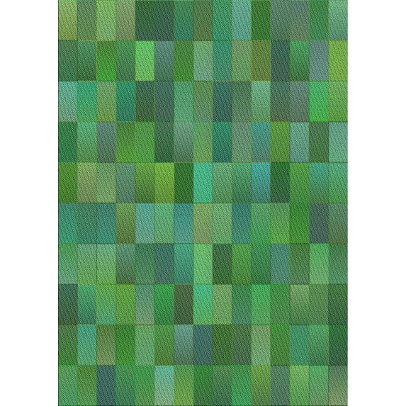 Ahgly Company Machine Washable Indoor Rectangle Transitional Green Area Rugs, 4' x 6'
