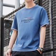 thumbnail image 2 of Camiseta de hombre con letras del alfabeto, 100 % algodón, camisetas azules de gran tamaño para hombre, camisetas Trendyol, ropa elegante de moda barata y vintage XL, 2 of 5