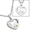 Sterling Silver Footprints Birthstone Heart Pendant