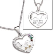 Sterling Silver Footprints Birthstone Heart Pendant