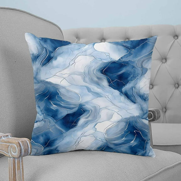 White Blue Abstract Decorative Pillowcase 18''x18'', Modern Artwork Throw Pillow Covers Soft Cushion Case for Couch Sofa Bedroom Living Room, Pillowcase Boho Decor