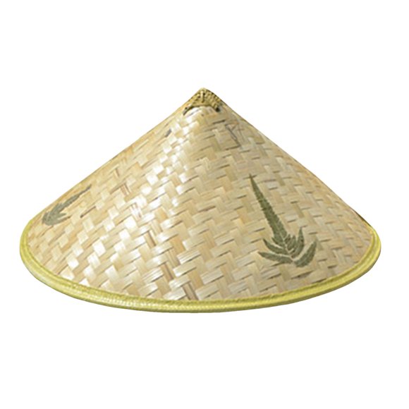 Chinese Oriental Sun Hat Dance Props Handmade Rice Straw Tourism Rain Cap Wood Material Chin Cord Ventilated Sun-Proof for Farmer Fishing Camping Outdoor