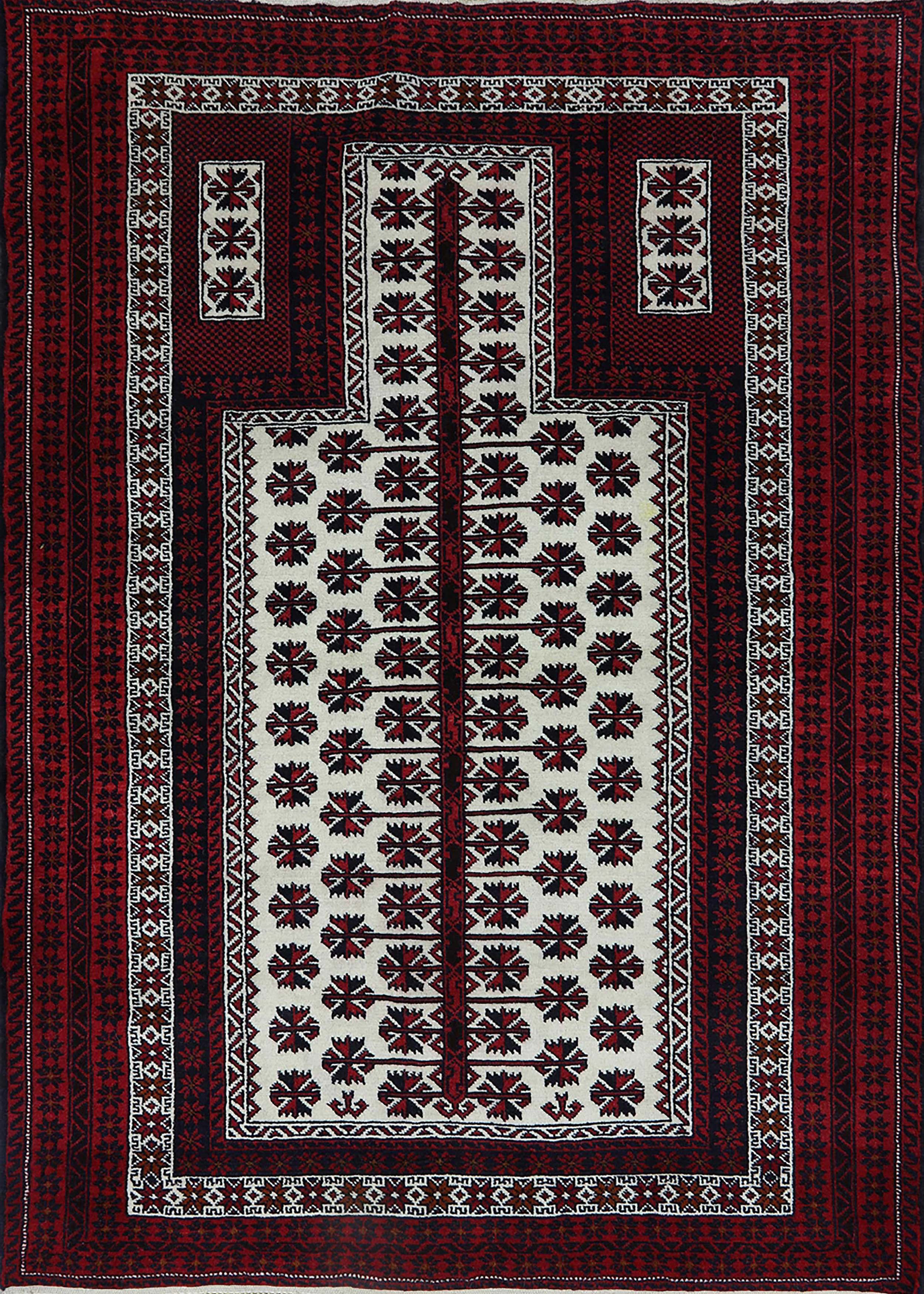 Ahgly Company Indoor Rectangle Mid-Century Modern Maroon Red Oriental ...