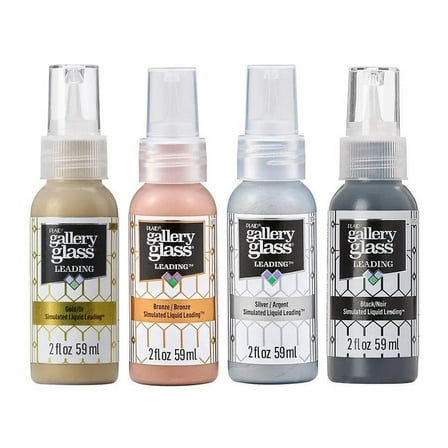 Gallery Glass 4 Piece Liquid Leading Kit, Perfect for DIY Stained Glass Paint Projects, 2 fl oz