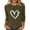 Army Green A, variant on Women 3/4 Sleeve Sweater Tops Heart Printed Crew Neck Rib-knit Pullover Casual Tee Shirt Valentines Day Clothes (XL, Black C)