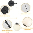 thumbnail image 3 of KCO Lighting Frosted White Glass Wall Sconce Set of 2 Black Globe Ball Wall Light Industrial Vanity Wall Lamp, 3 of 8