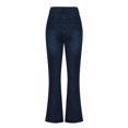 thumbnail image 3 of HWRETIE Women's Denim High Waist Trousers Solid Color Pockets Button Zipper Jeans Casual Long Pants Fashion Streetwear, 3 of 6