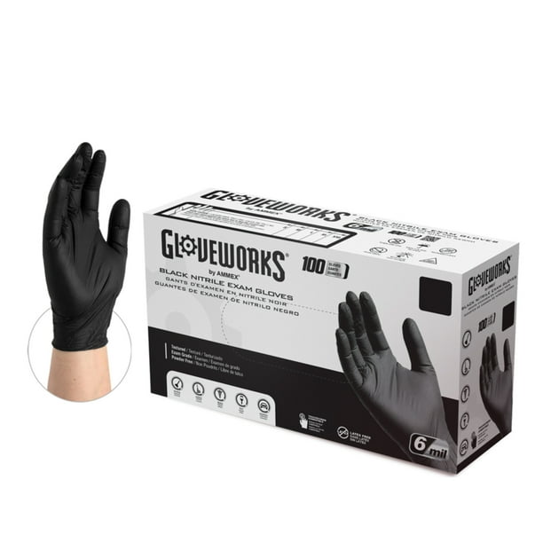 Gloveworks Gloveworks Nitrile Disposable Exam Gloves Medium Black