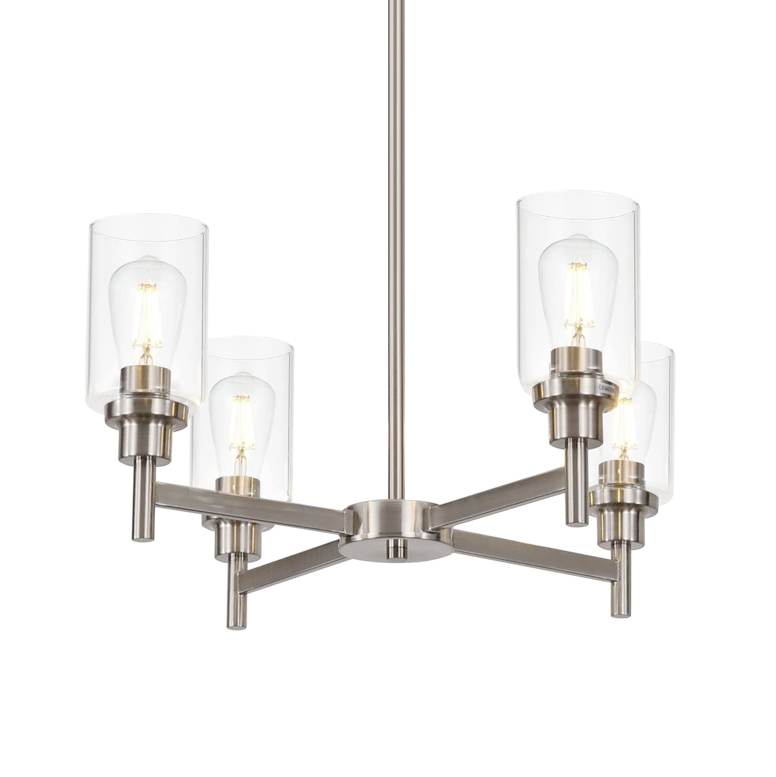 4-Light Industrial Chandeliers Pendant Light Fixture Brushed Nickel ... - Large Industrial Chandeliers For Apartments
