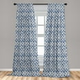 thumbnail image 5 of Ambesonne Ethnic Curtains, Scales Stripes Grunge, Pair of 28"x95", Navy Blue and Cream, 5 of 5