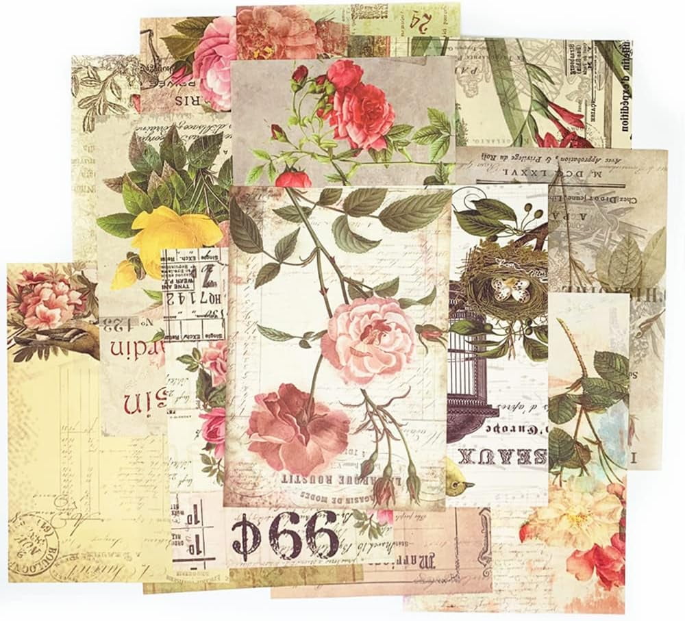 150pcs Vintage Scrapbooking Paper,Old Book Page Music Notes Background Material Paper for DIY Decoupage Junk Journal Scrapbooks Supplies