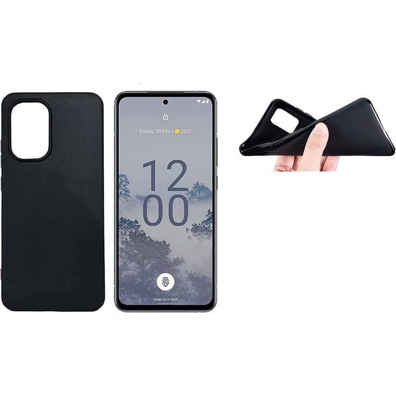 For Nokia X30 5G TPU 1-piece Flexible Skin Cover Phone Case   Tempered Glass - TPU Black