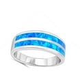 thumbnail image 4 of CHOOSE YOUR COLOR Blue Simulated Opal Wide Wedding Ring .925 Sterling Silver Band CZ Female Size 12, 4 of 4