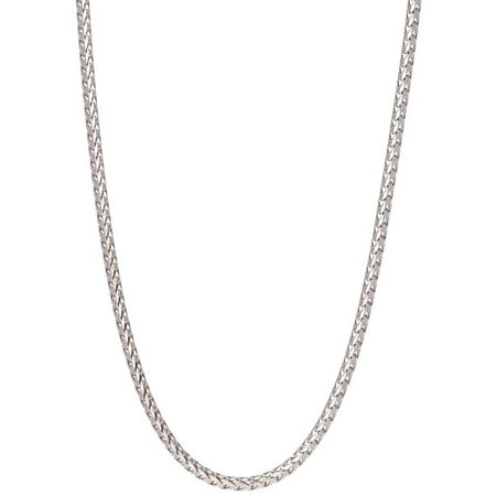 Pori Jewelers Rhodium-Plated Sterling Silver 1.5mm Franco Chain Men's Necklace, 28