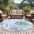 thumbnail image 4 of Blue Jellyfish Octopus Round Area Rug 6Ft Washable Circle Rugs for Bathroom Office, Beach Nautical Ocean Coral Seahorse Non-Slip Carpet Floor Mats Indoor Outdoor Carpet Runner Aesthetic Home Decor, 4 of 8
