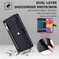 thumbnail image 7 of Zipper Wallet Case for Samsung Galaxy S22 Ultra, Crossbody Lanyard Shoulder Strap & Wrist Hand Strap Handbag Cover, Premium Leather 6 Card Slots Holder Kickstand Magnetic Flip Folio Case, Black, 7 of 7