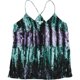 thumbnail image 1 of bar III Camiseta sin mangas con estampado de lentejuelas para mujer, verde, XXL, 1 of 2