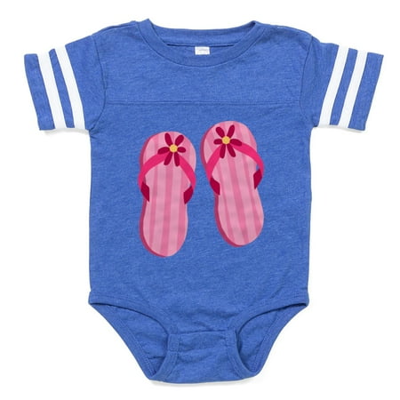 

CafePress - Pink Flip Flops - Cute Infant Baby Football Bodysuit