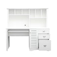 thumbnail image 2 of DEALTOPS Home Office Computer Desk with Hutch, 3 Drawers, Study Table, Keyboard Tray, White, 2 of 9