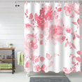 thumbnail image 2 of Shower Curtain Pink Watercolor Shower Curtains for Bathroom Decor Flower Floral Leaves Shower Curtain Sets with Hooks Waterproof Fabric Bath Curtain Extra Long 72" X 84", 2 of 4