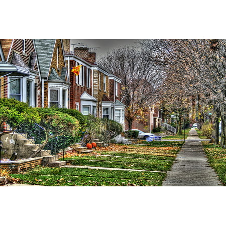 LAMINATED POSTER Chicago Houses Culture Autumn Mood Street Poster Print 24 x