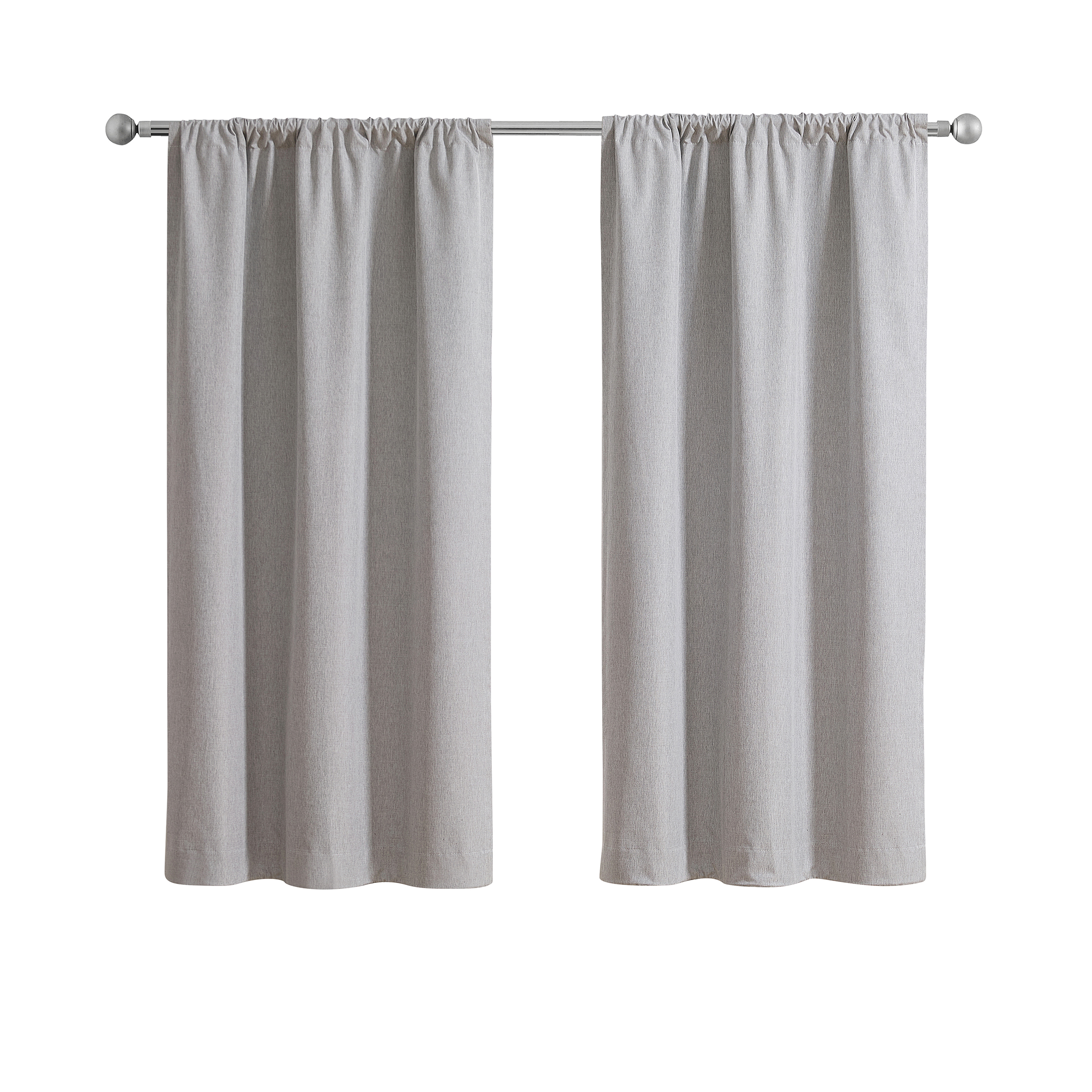 Mainstays Iris Linen Look Blackout Curtain Panel Pair, Set of 2, Silver, 37 in x 63 in