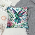 thumbnail image 2 of JEUXUS Short Plush Pillowcase Printed on Both Sides Hummingbird Gifts Valentine Present Humming Bird Floral Flower White, 2 of 5