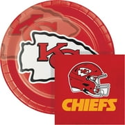 NFL Kansas City Chiefs 9" Paper Plate and 6.5" Napkin Party Kit 48 Count