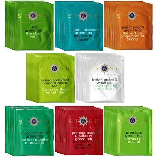Stash Green & White Blend Tea Sampler 40 Tea Bag, 8 Flavor Assortment