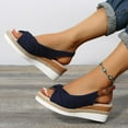 thumbnail image 5 of NOKIO Womens Wedge Sandals Espadrilles Closed Toe Slingback Buckle Strap Comfortable Casual Summer Platforms Women's Fashion Summer Solid Fabric Fish Mouth Wedge Heel Buckle Sandals, 5 of 9