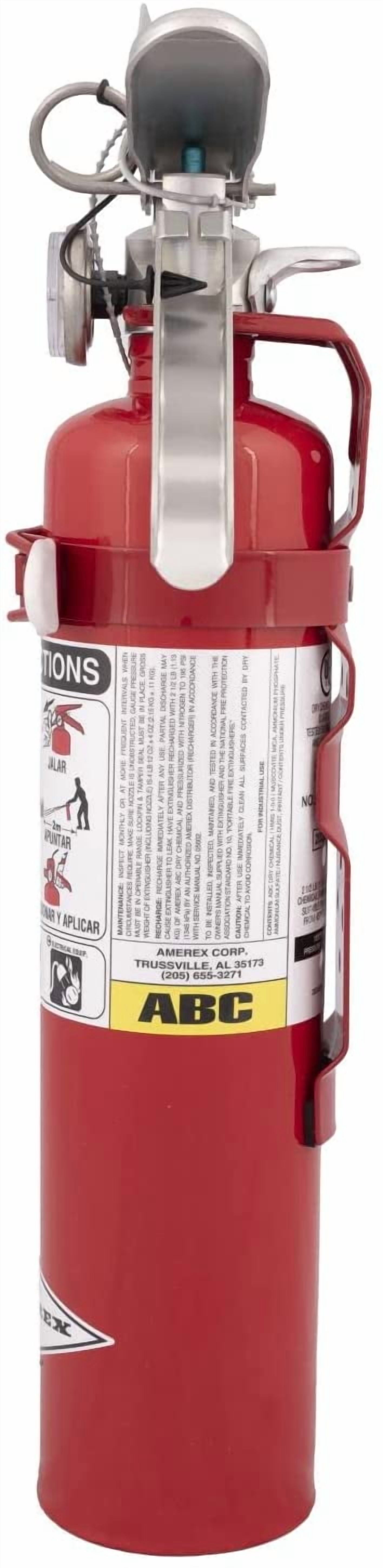 Amerex?? 2.5 Pound Stored Pressure ABC Dry Chemical 1A:10B:C Multi-Purpose Fire Extinguisher For Class A, B And C Fires With Anodized Aluminum Valve, Vehicle Bracket And Nozzle.