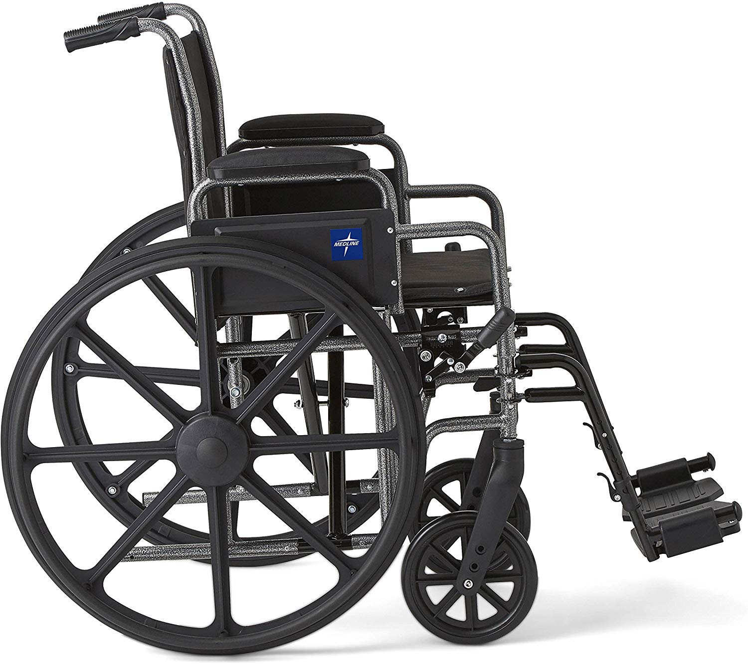 Medline Excel K1 Standard Wheelchair with Desk Length Armrests and Swing away Legrests, Basic Strong and Sturdy, 18" Seat Width - image 3 of 7