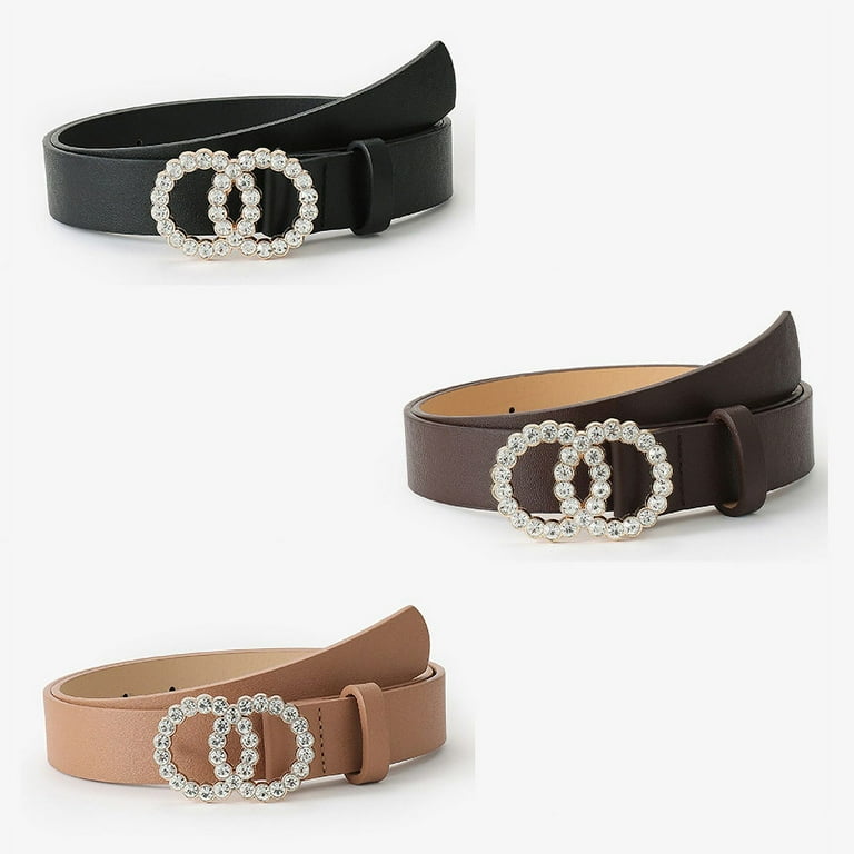 104cm Women Belts Waist Belt With Rhinestone For Clothing Accessories White